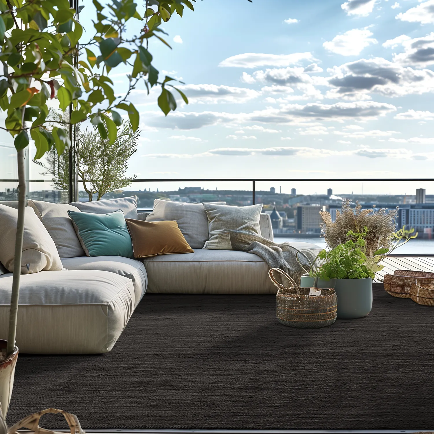 Jute-vloerkleed - Amasia (zwart)