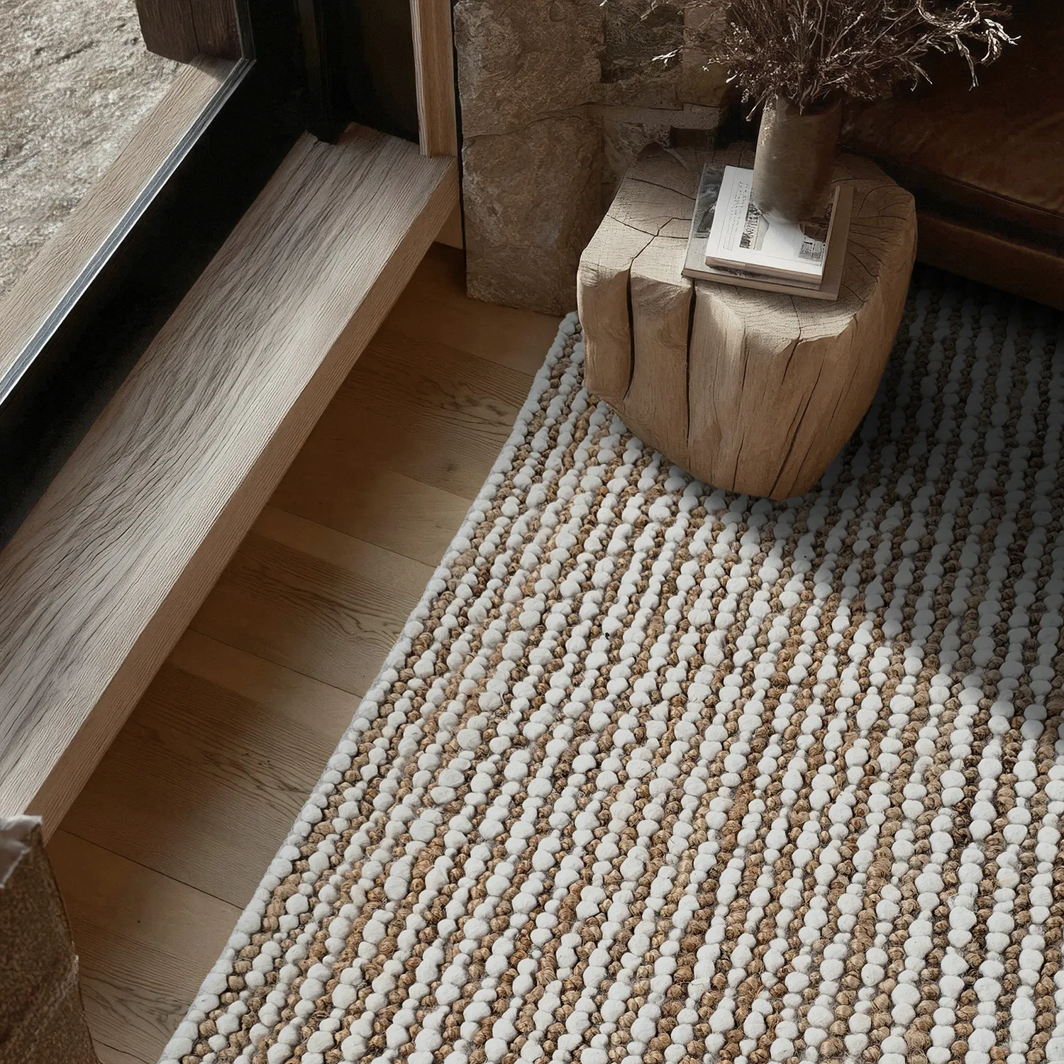 Jute-vloerkleed - Bally Jute/wool Bubble (natuur/wit)