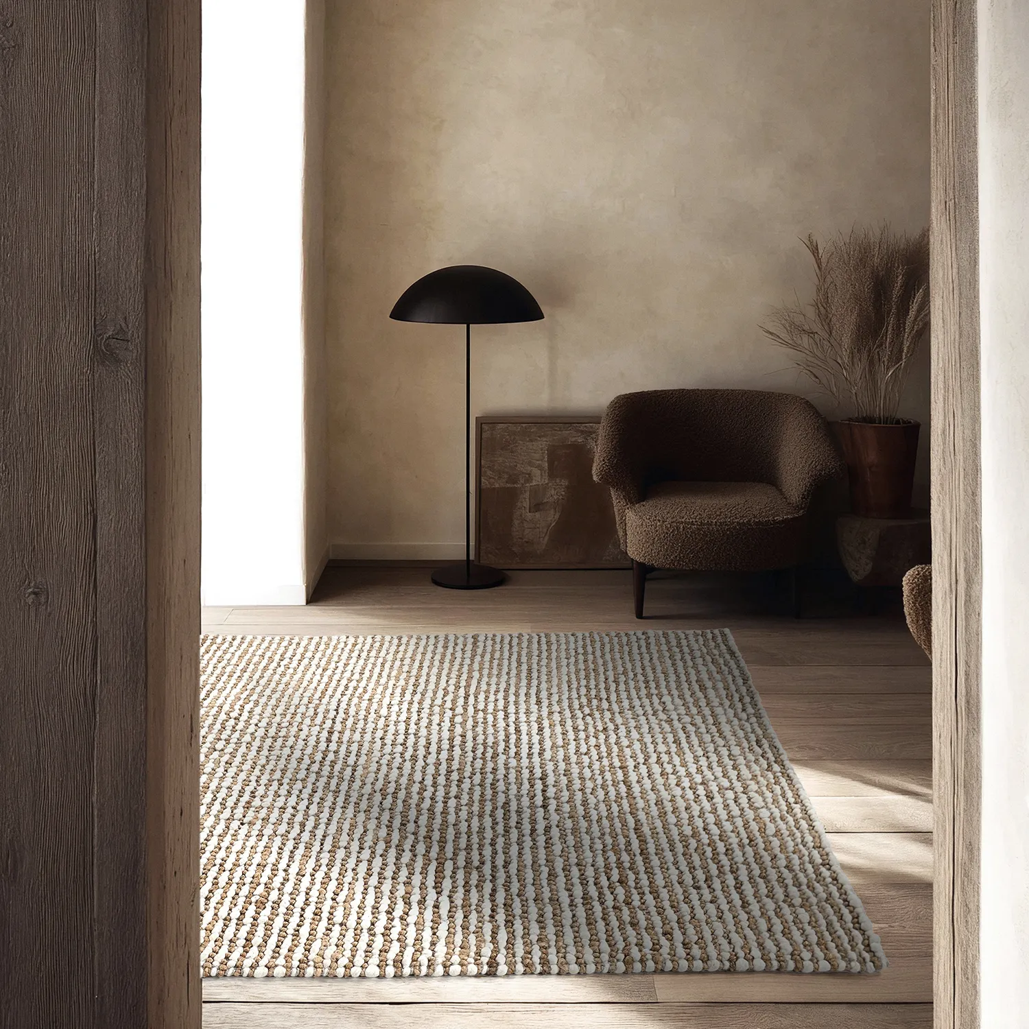 Jute-vloerkleed - Bally Jute/wool Bubble (natuur/wit)