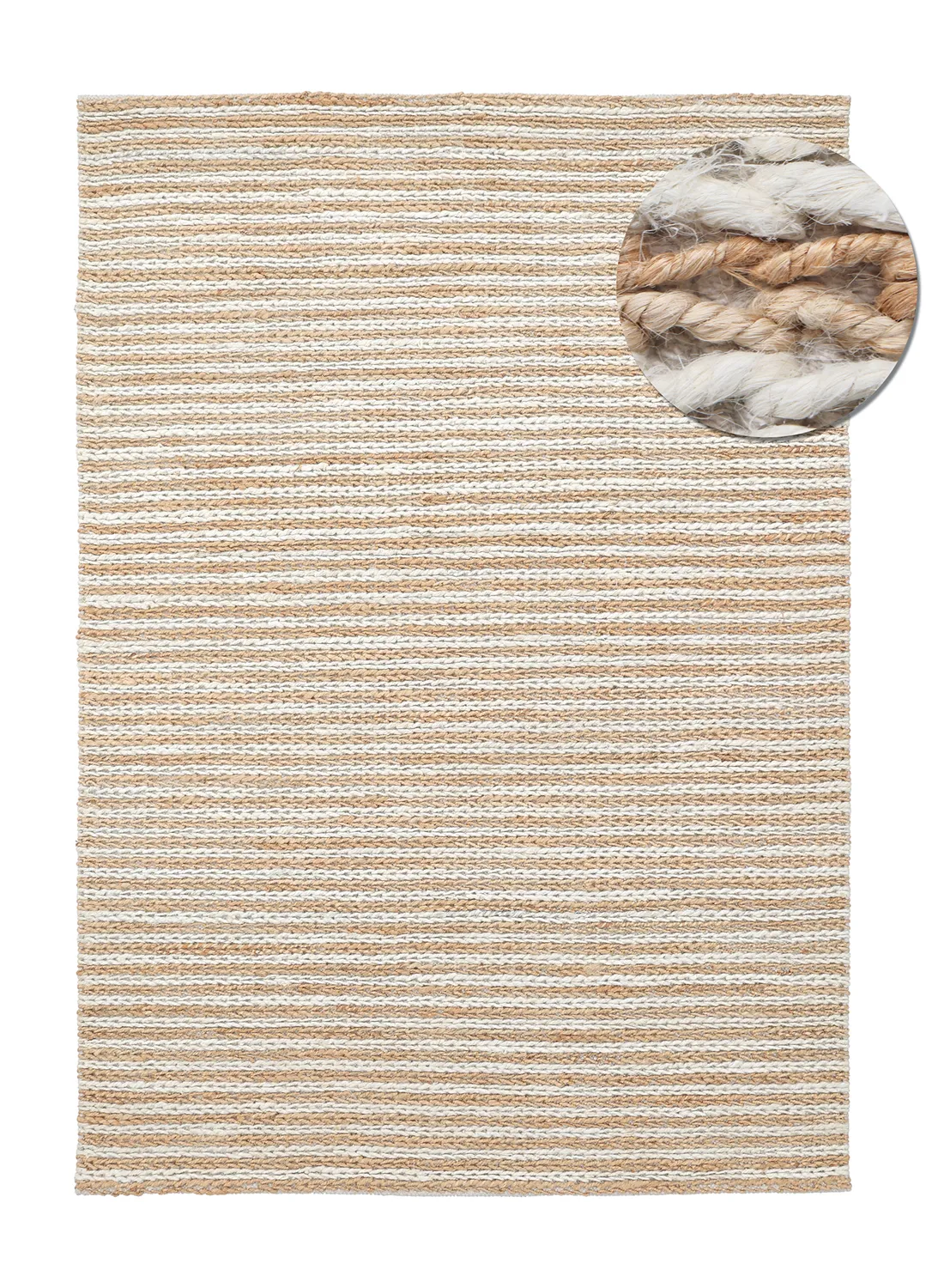 Jute-vloerkleed - Howrah Braided Jute (natuur/wit)