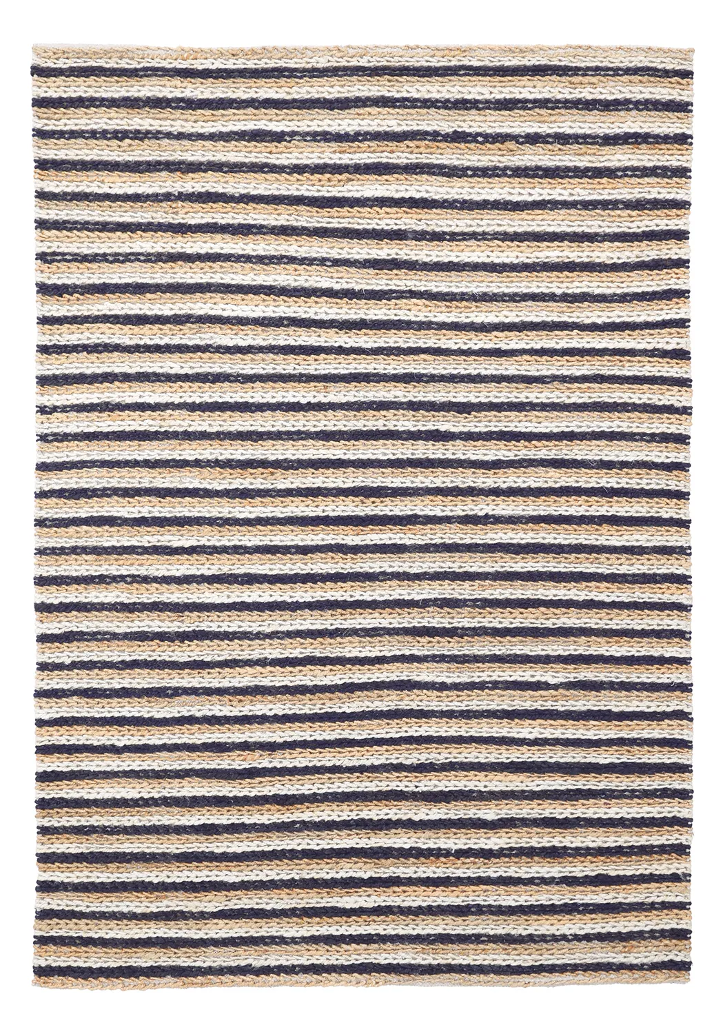 Jute-vloerkleed - Howrah Braided Jute (natuurlijk/wit/zwart)