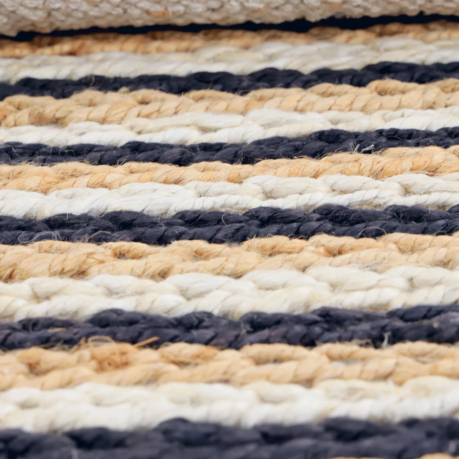 Jute-vloerkleed - Howrah Braided Jute (natuurlijk/wit/zwart)