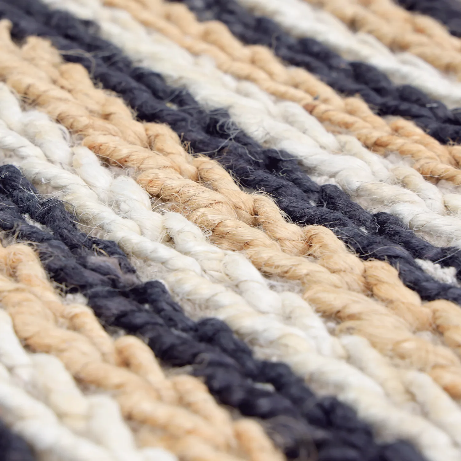 Jute-vloerkleed - Howrah Braided Jute (natuurlijk/wit/zwart)