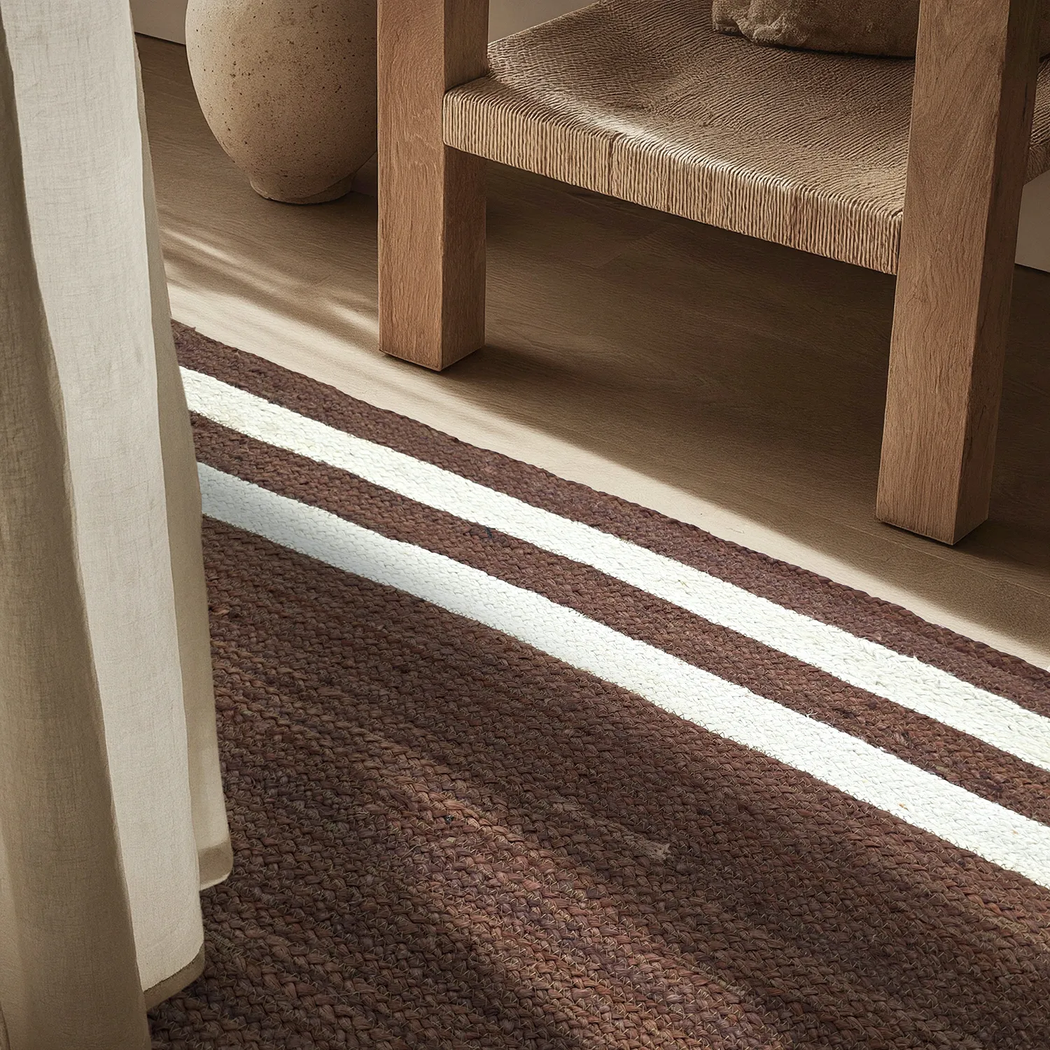 Jute-vloerkleed - Jessore (bruin/wit)