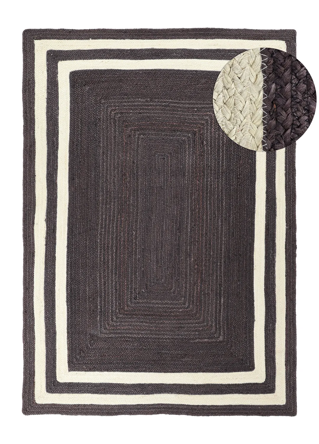 Jute-vloerkleed - Jessore (donker taupe/wit)