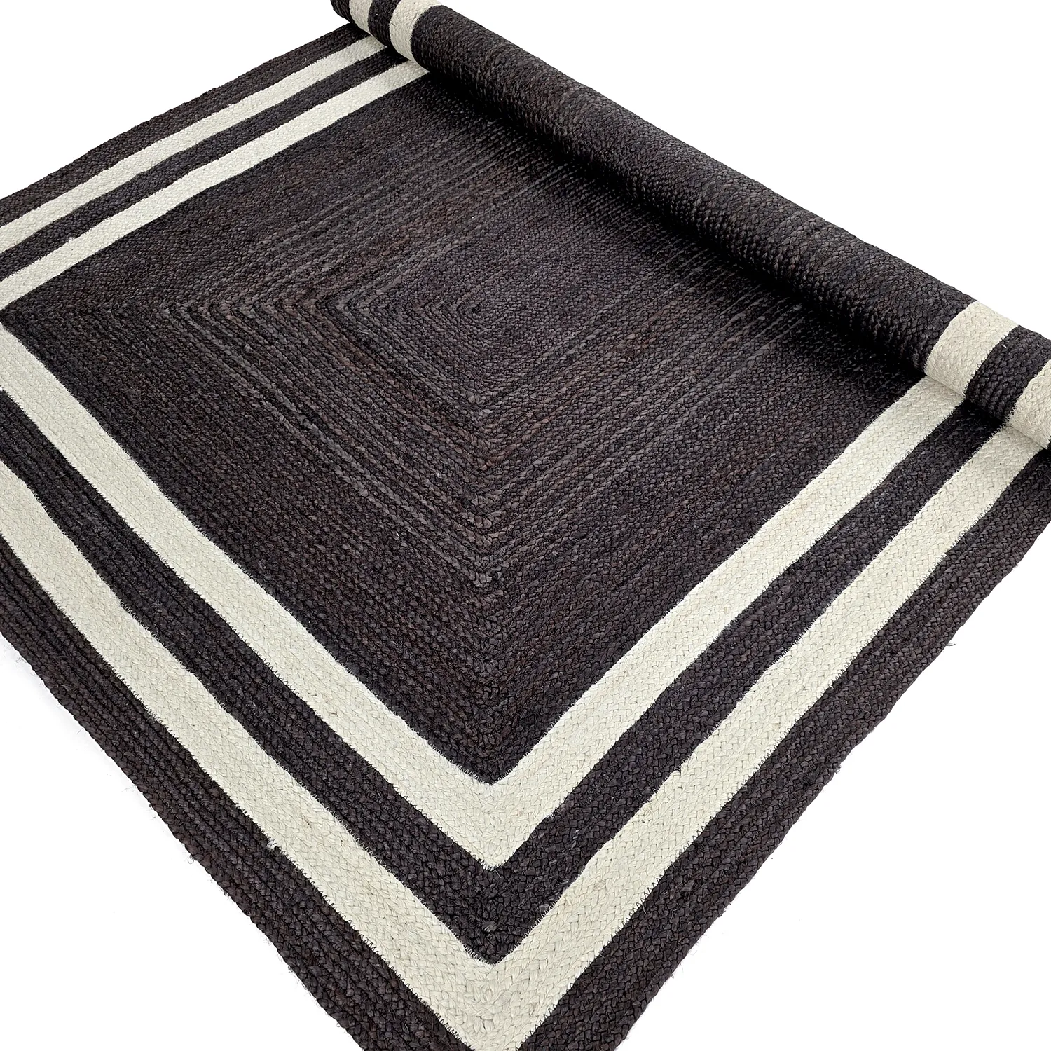 Jute-vloerkleed - Jessore (donker taupe/wit)