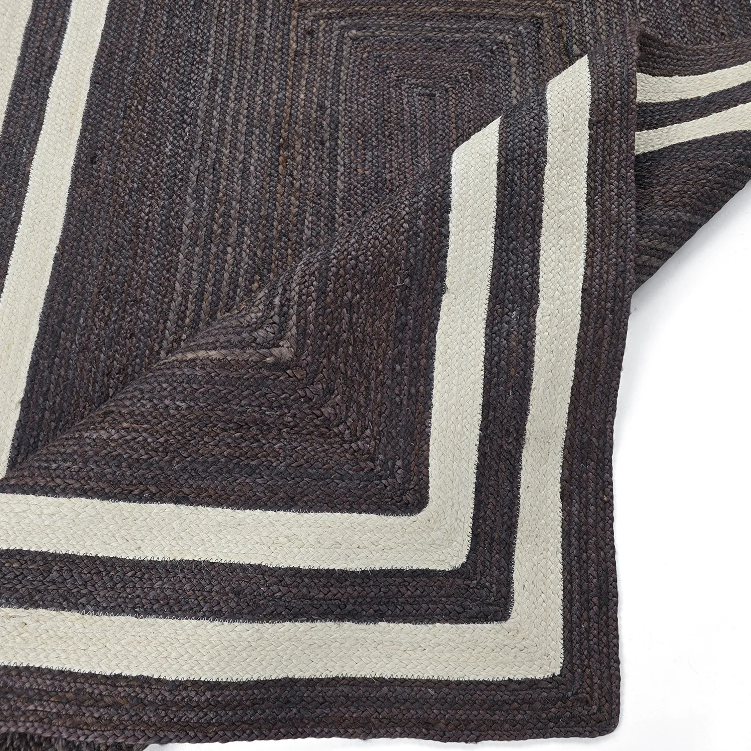 Jute-vloerkleed - Jessore (donker taupe/wit)