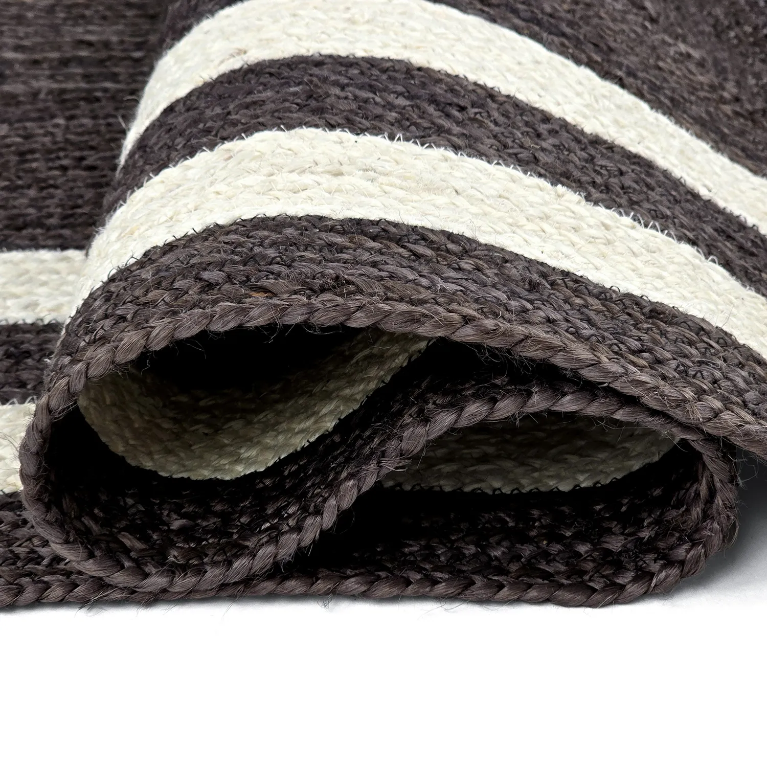 Jute-vloerkleed - Jessore (donker taupe/wit)