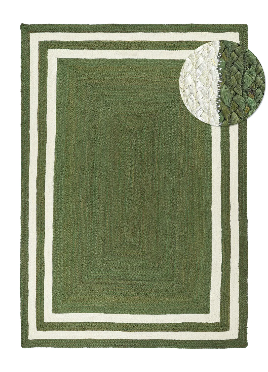 Jute-vloerkleed - Jessore (militair groen/wit)