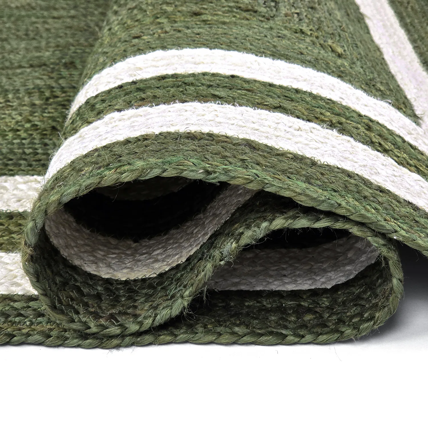 Jute-vloerkleed - Jessore (militair groen/wit)