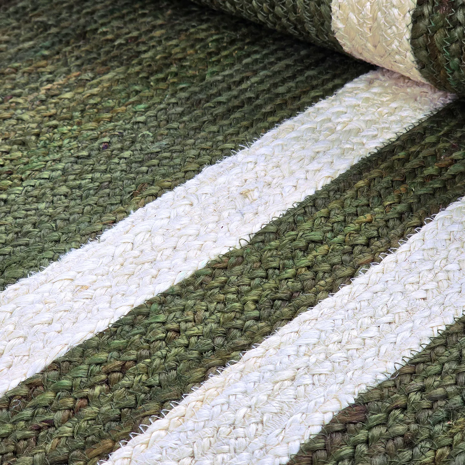 Jute-vloerkleed - Jessore (militair groen/wit)