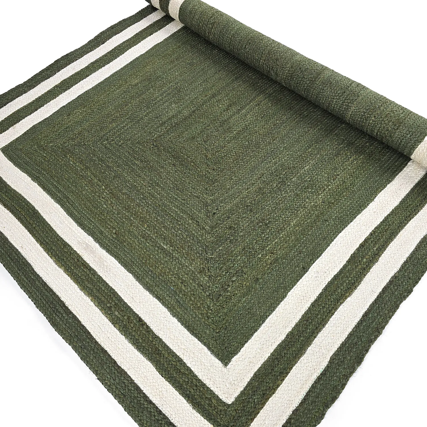 Jute-vloerkleed - Jessore (militair groen/wit)