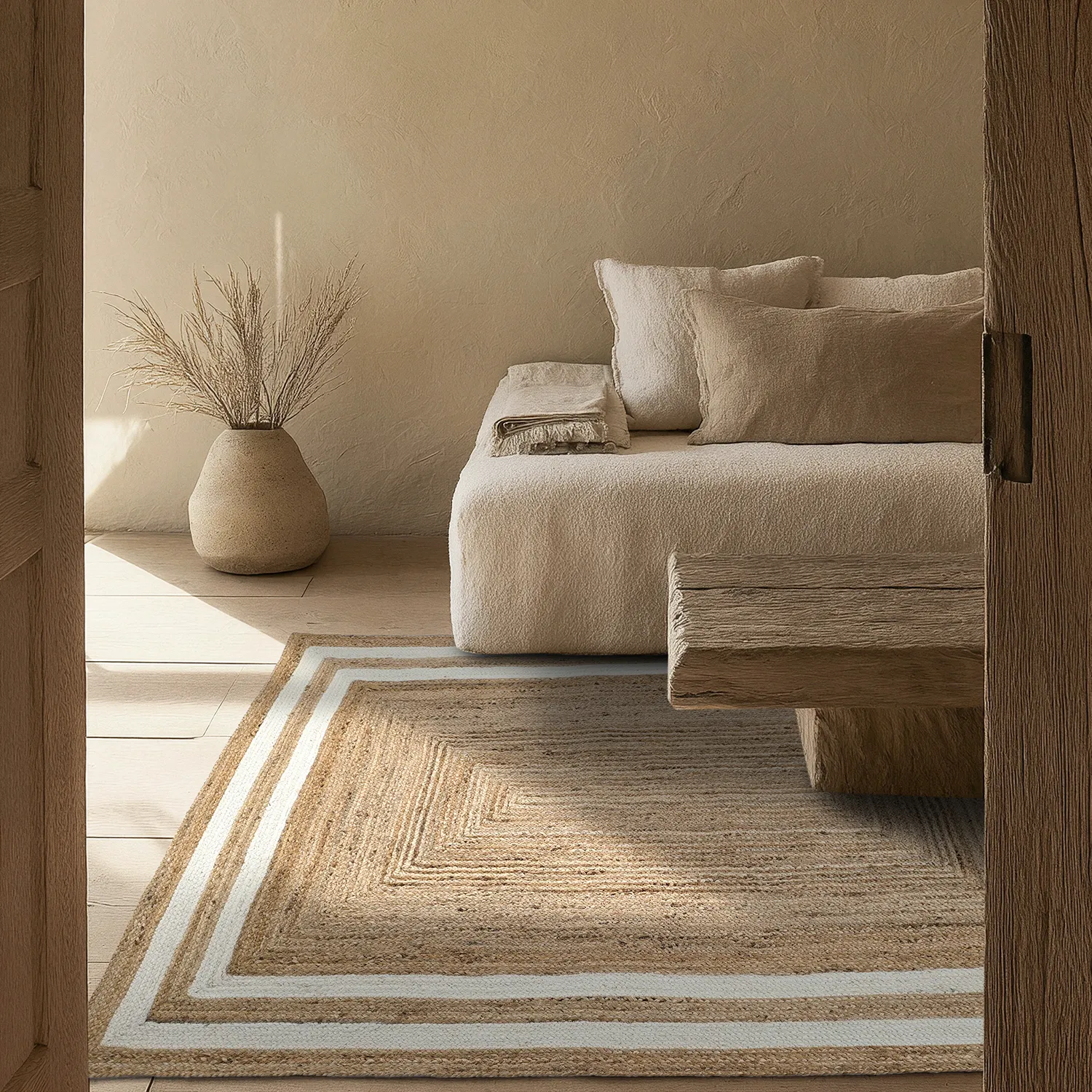 Jute-vloerkleed - Jessore (natuur/wit)