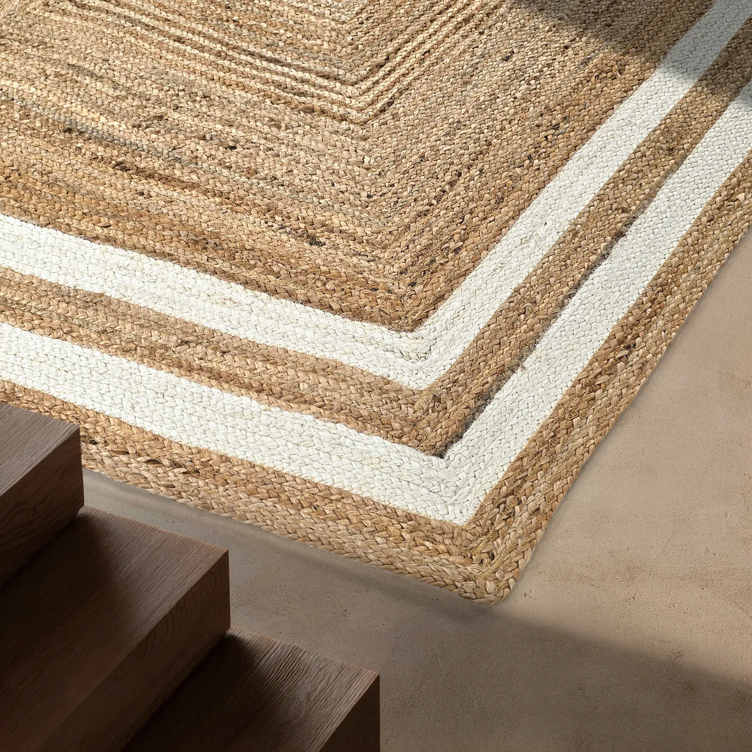 Jute-vloerkleed - Jessore (natuur/wit)