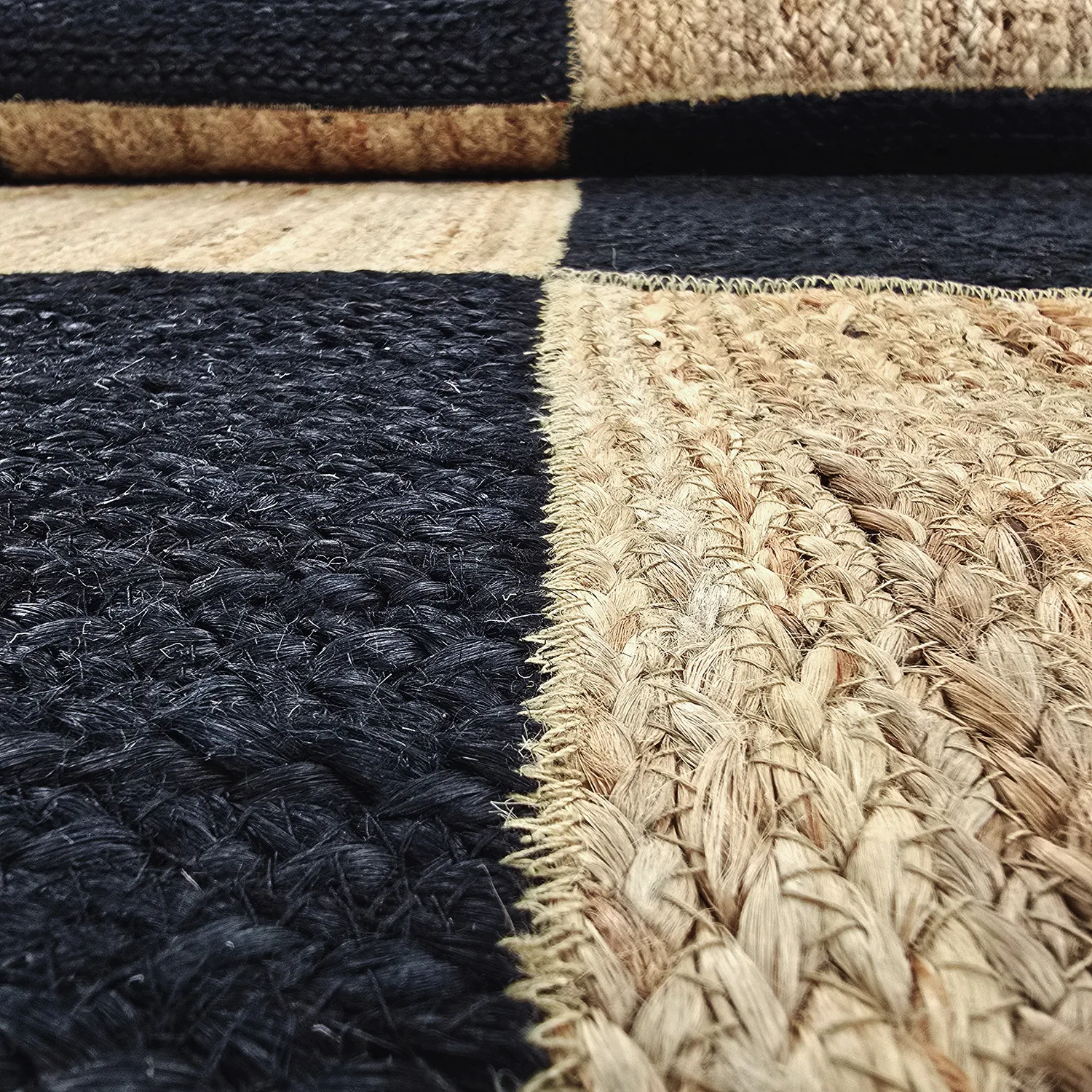 Jute-vloerkleed - Khulna (natuurlijk/zwart)