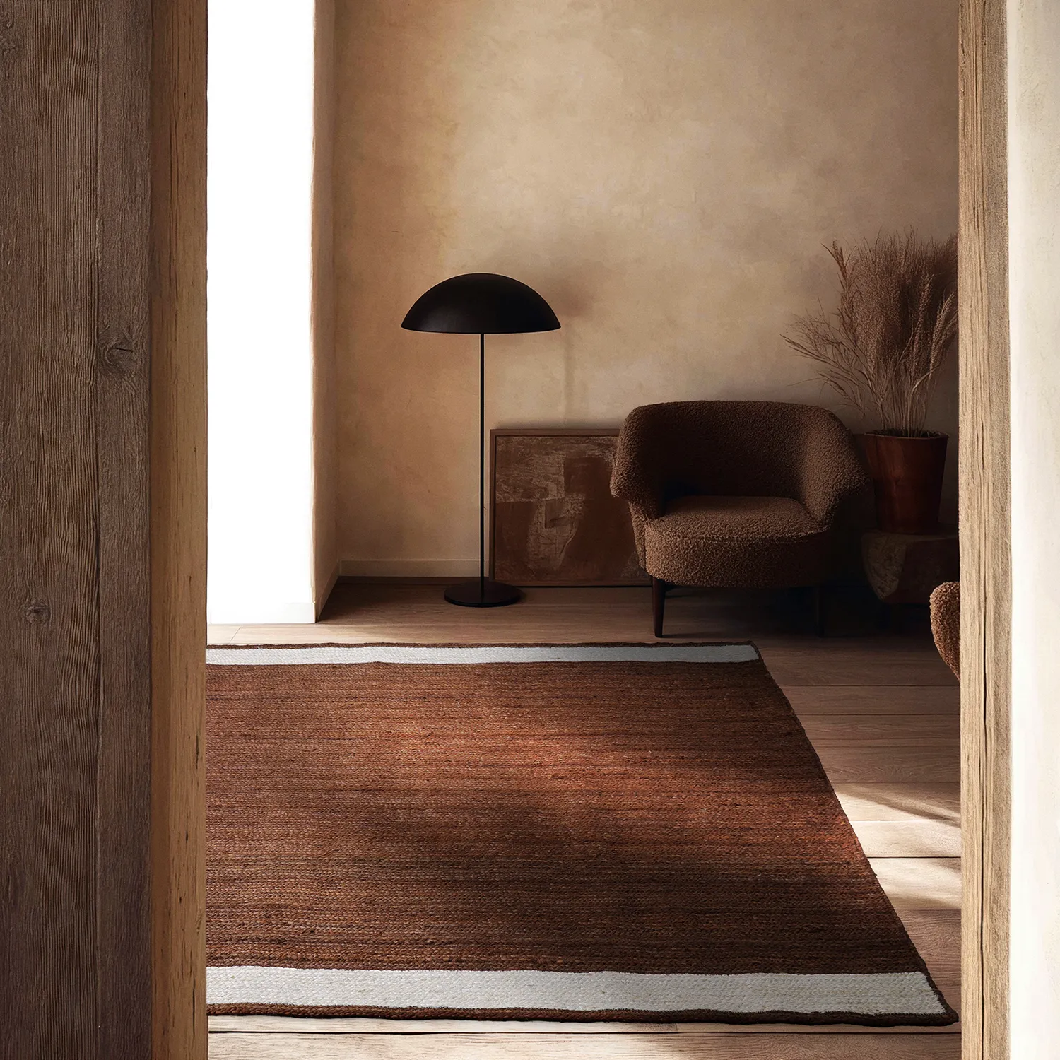 Jute-vloerkleed - Senaki (bruin/wit)