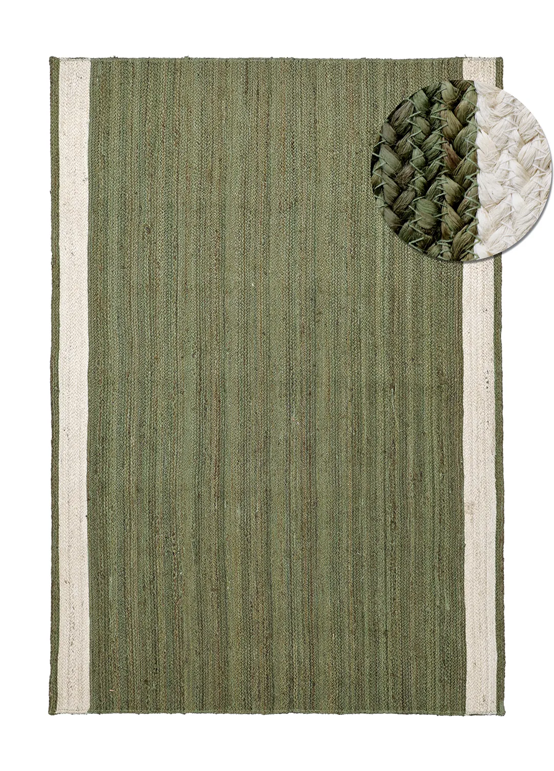 Jute-vloerkleed - Senaki (militair groen/wit)
