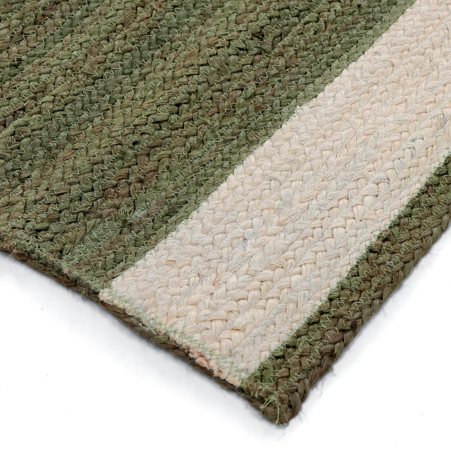 Jute-vloerkleed - Senaki (militair groen/wit)