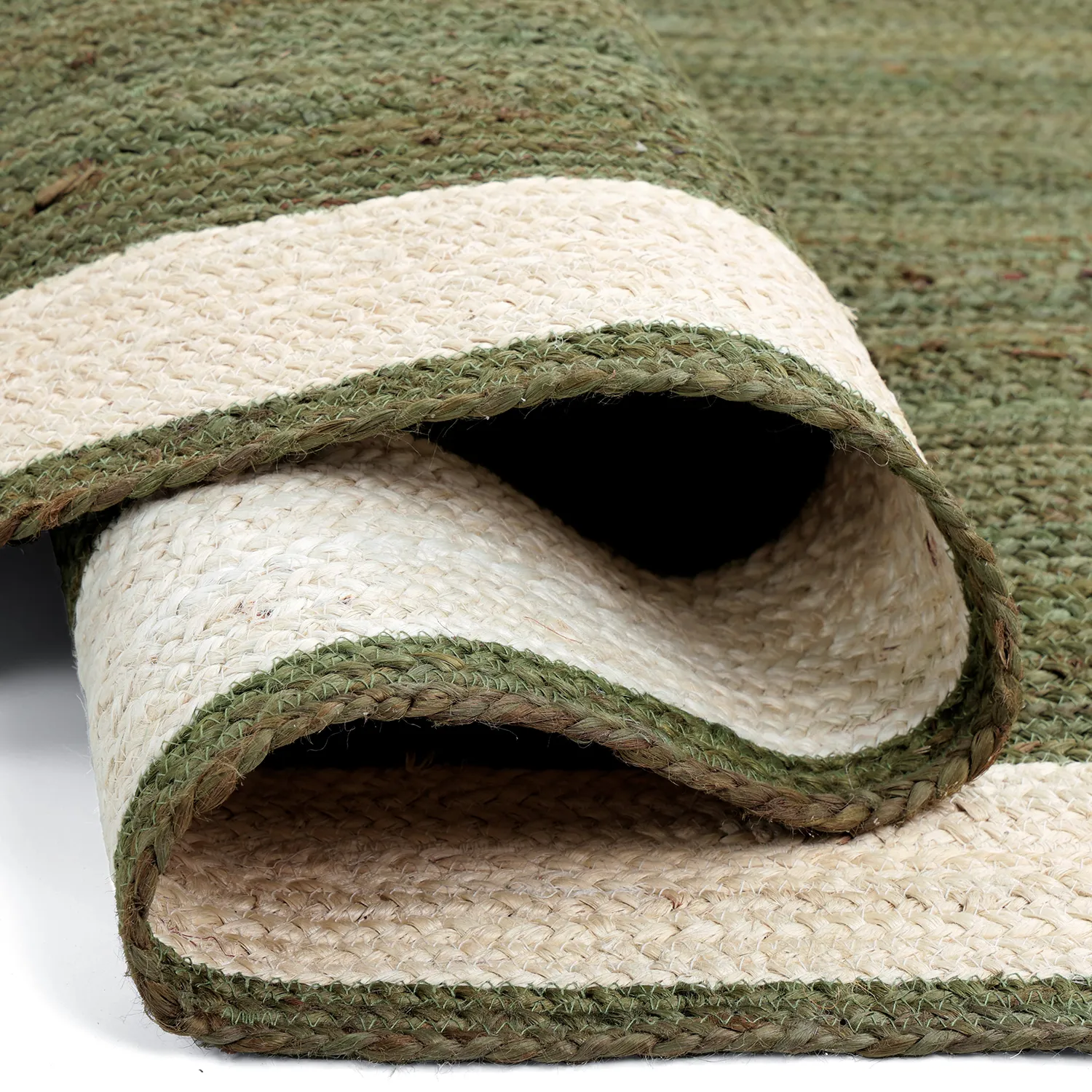 Jute-vloerkleed - Senaki (militair groen/wit)
