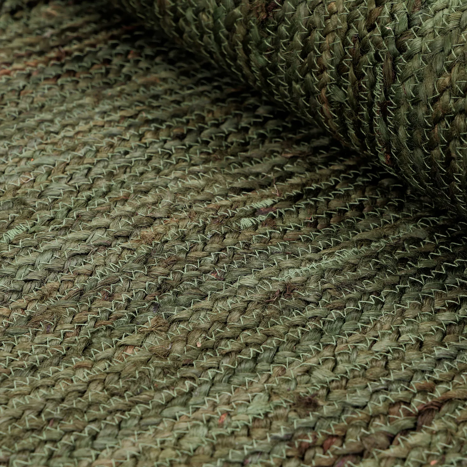 Jute-vloerkleed - Senaki (militair groen/wit)