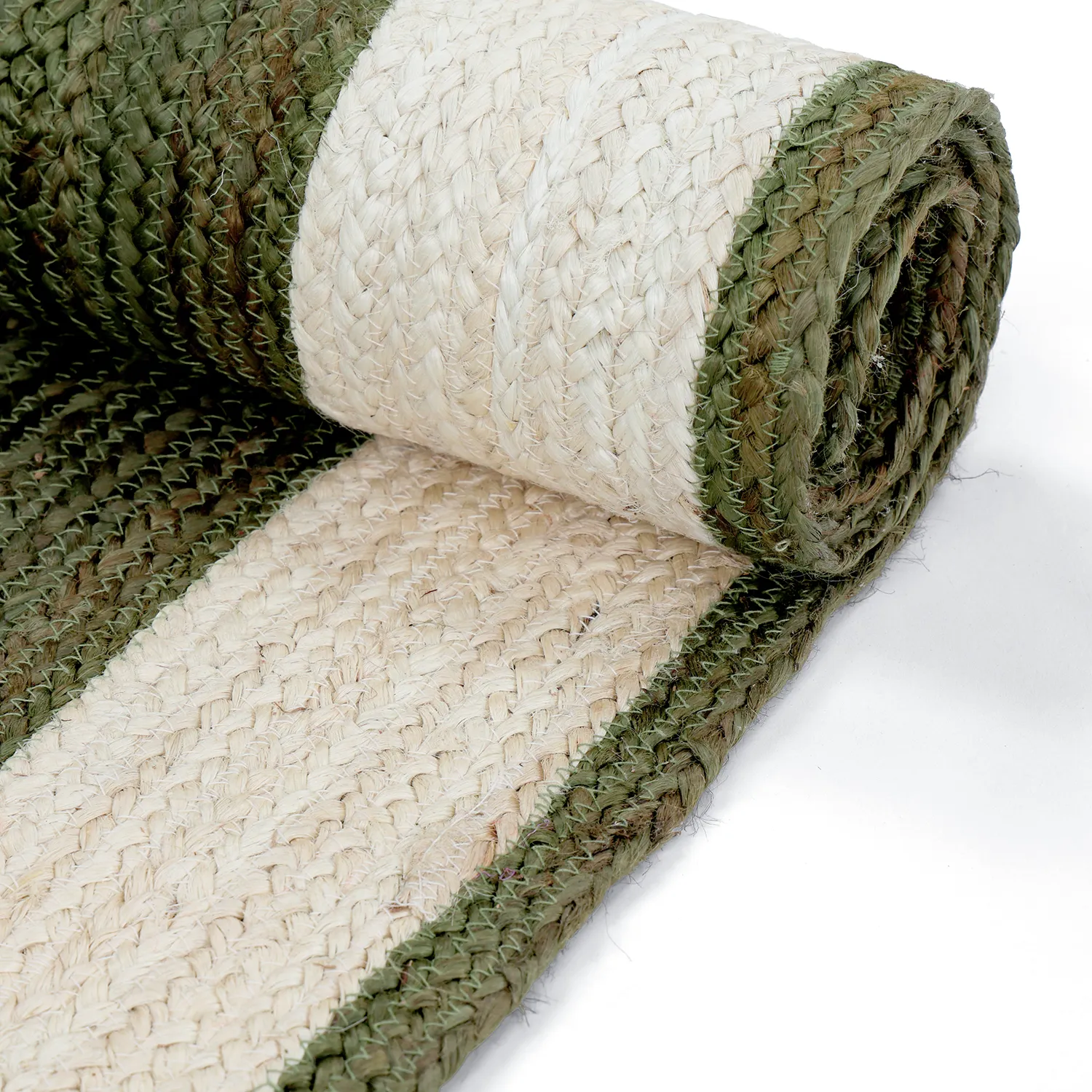 Jute-vloerkleed - Senaki (militair groen/wit)