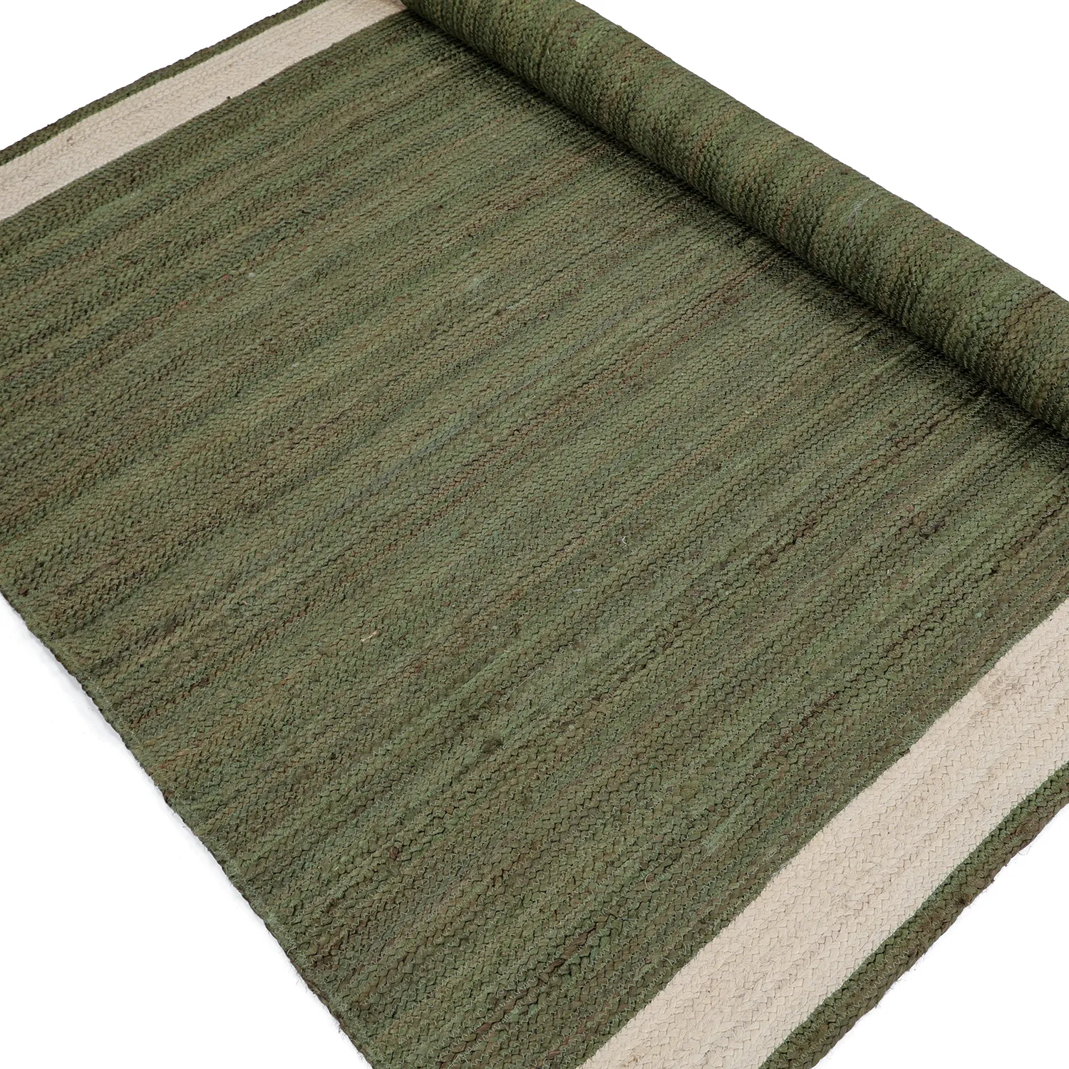 Jute-vloerkleed - Senaki (militair groen/wit)