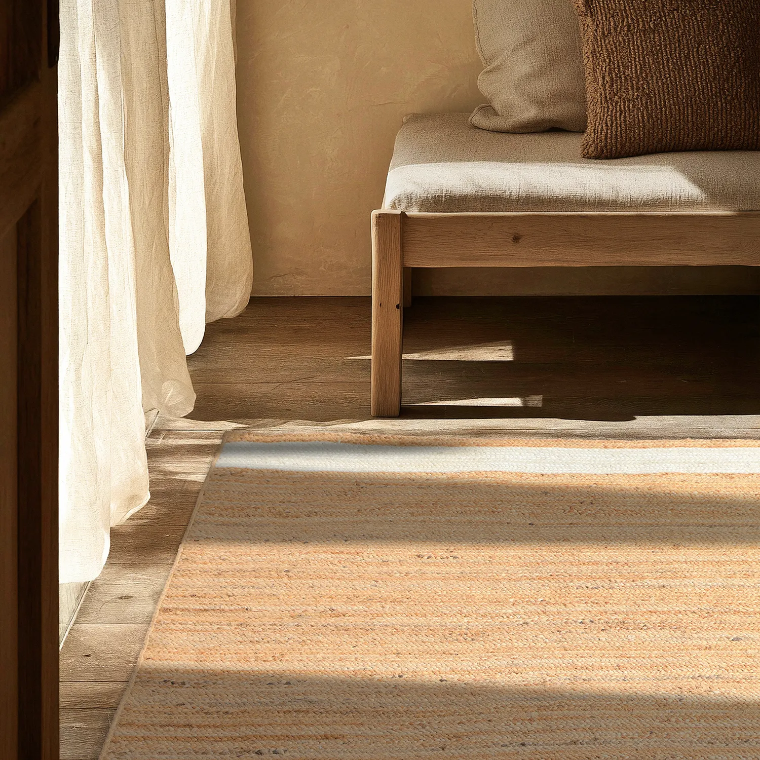 Jute-vloerkleed - Senaki (natuur/wit)