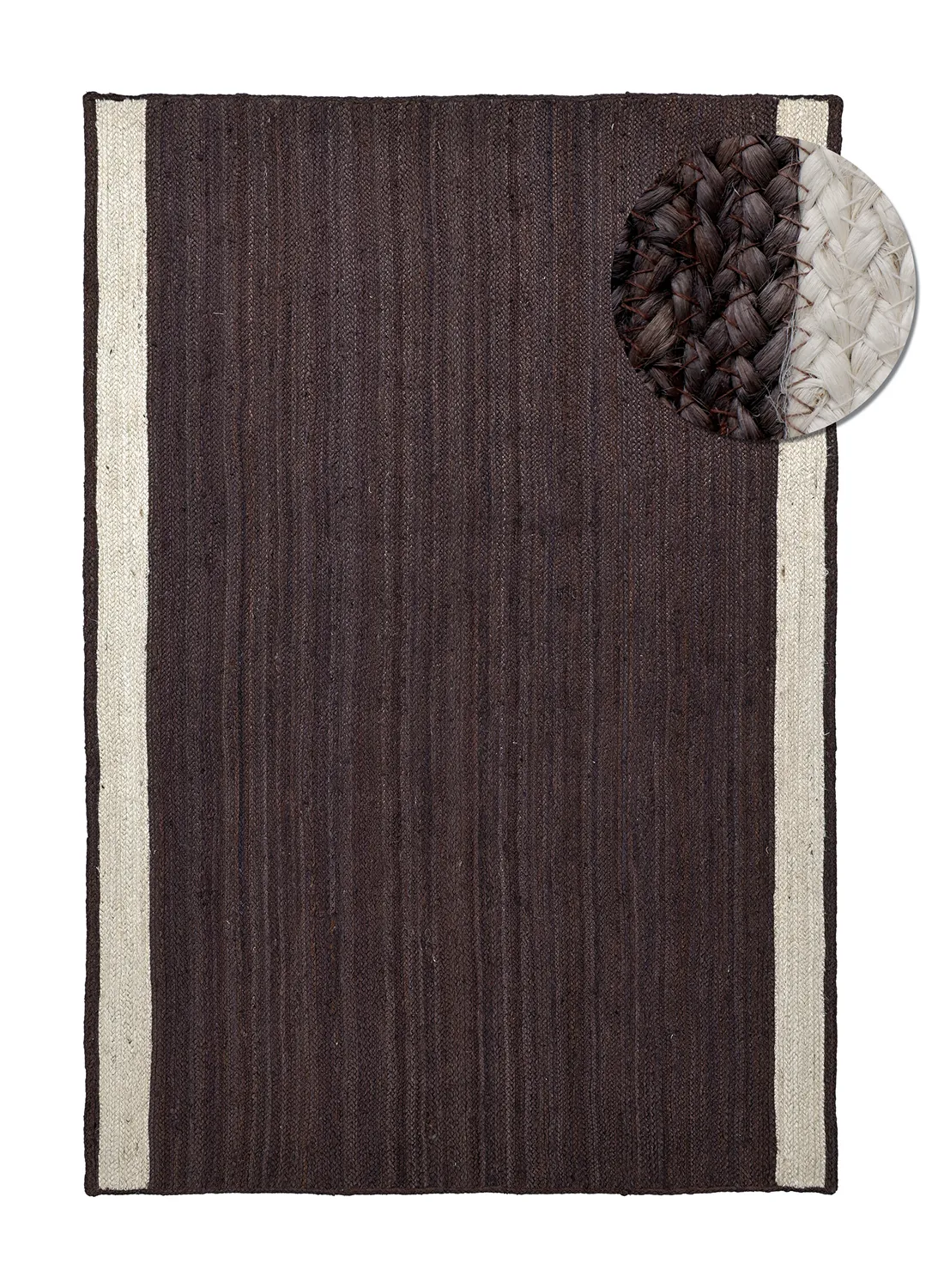 Jute-vloerkleed - Senaki (donker taupe/wit)