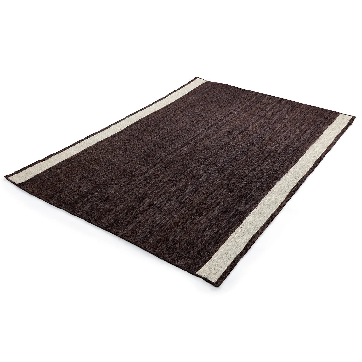 Jute-vloerkleed - Senaki (donker taupe/wit)