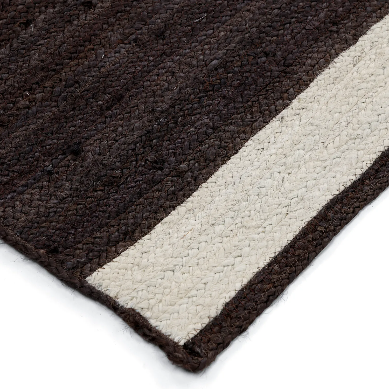 Jute-vloerkleed - Senaki (donker taupe/wit)