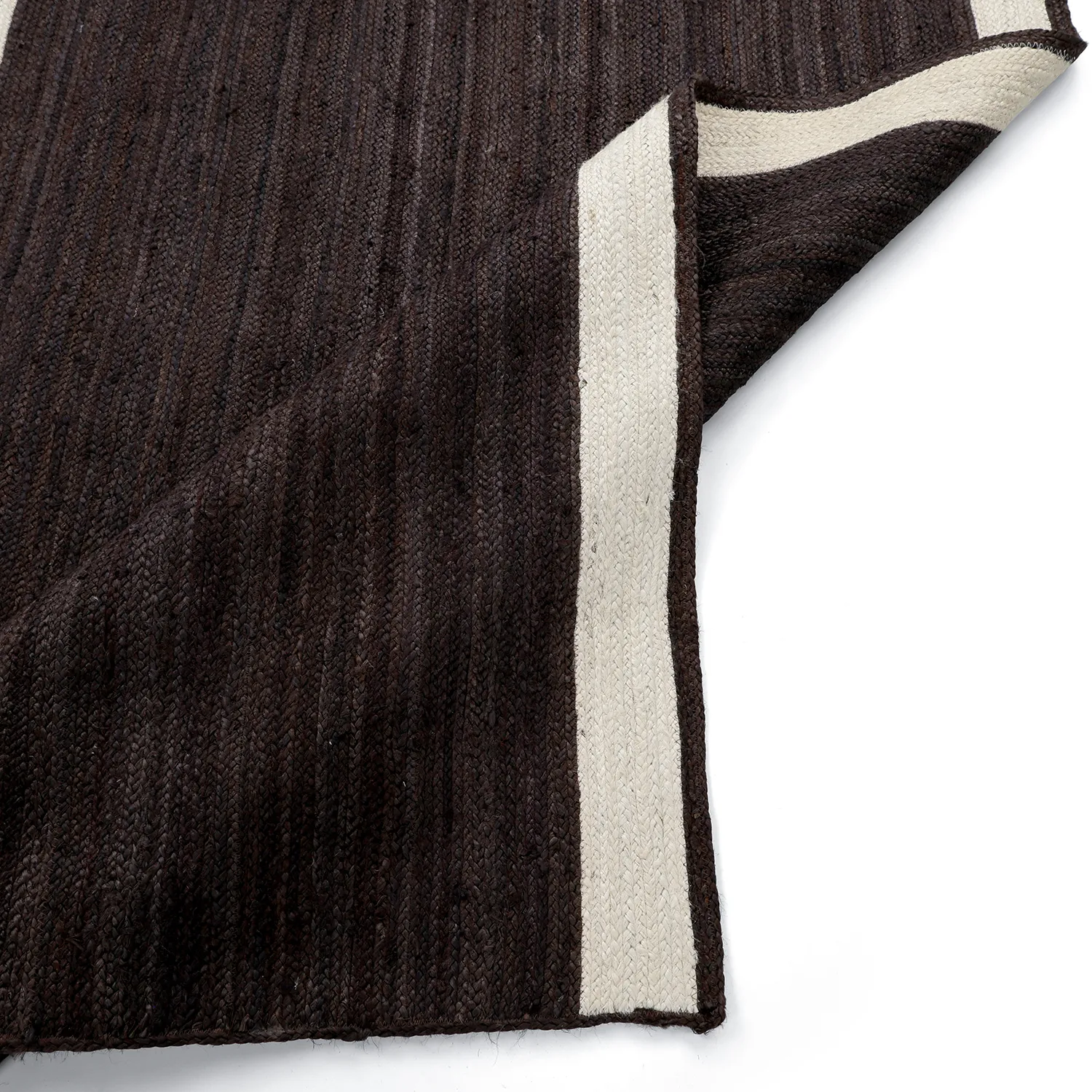 Jute-vloerkleed - Senaki (donker taupe/wit)