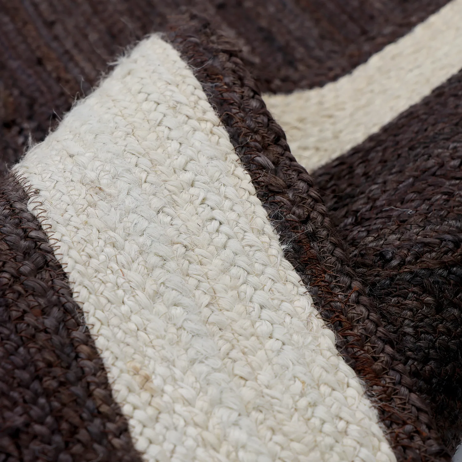 Jute-vloerkleed - Senaki (donker taupe/wit)