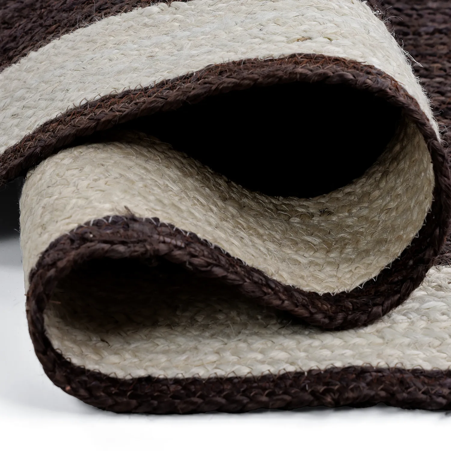 Jute-vloerkleed - Senaki (donker taupe/wit)