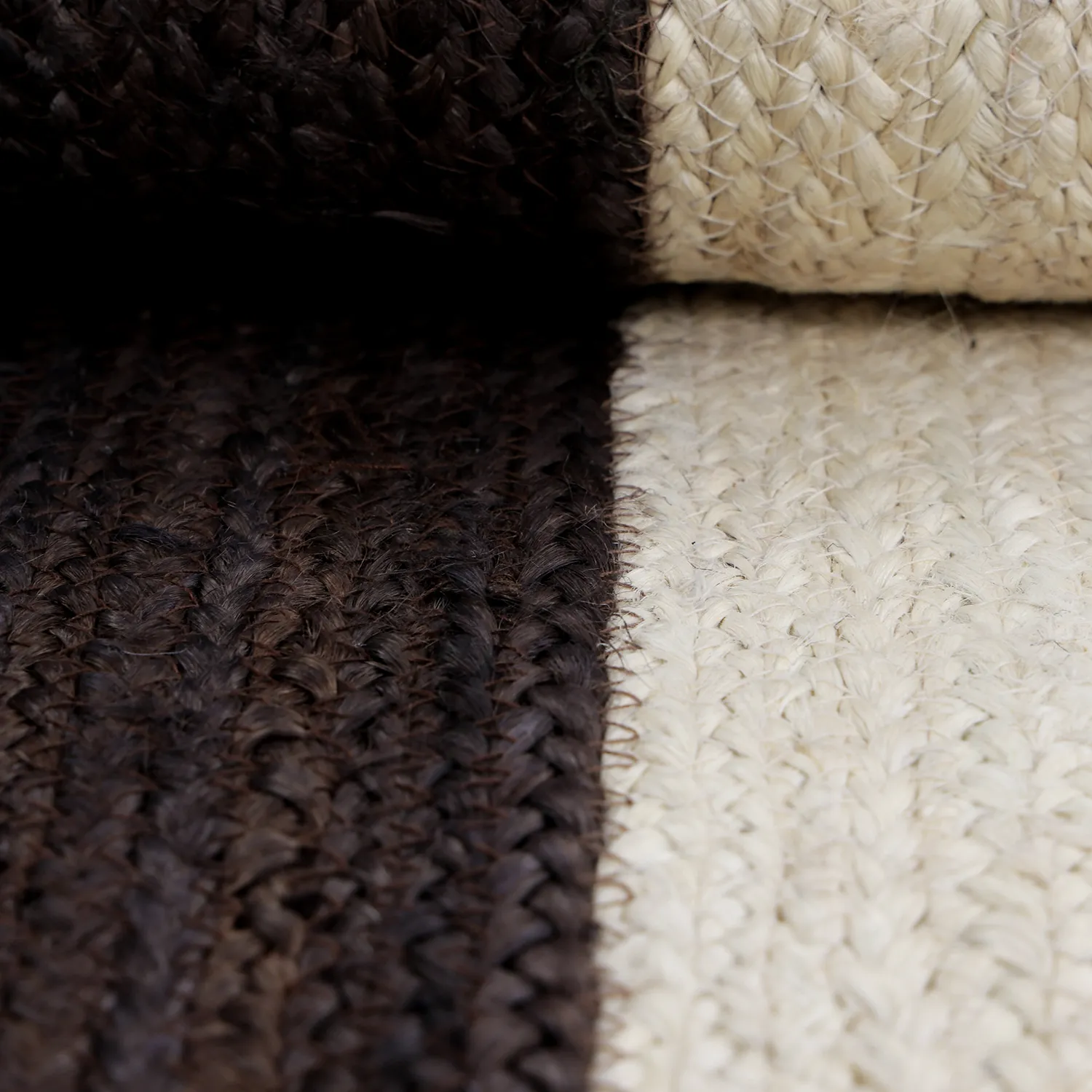Jute-vloerkleed - Senaki (donker taupe/wit)
