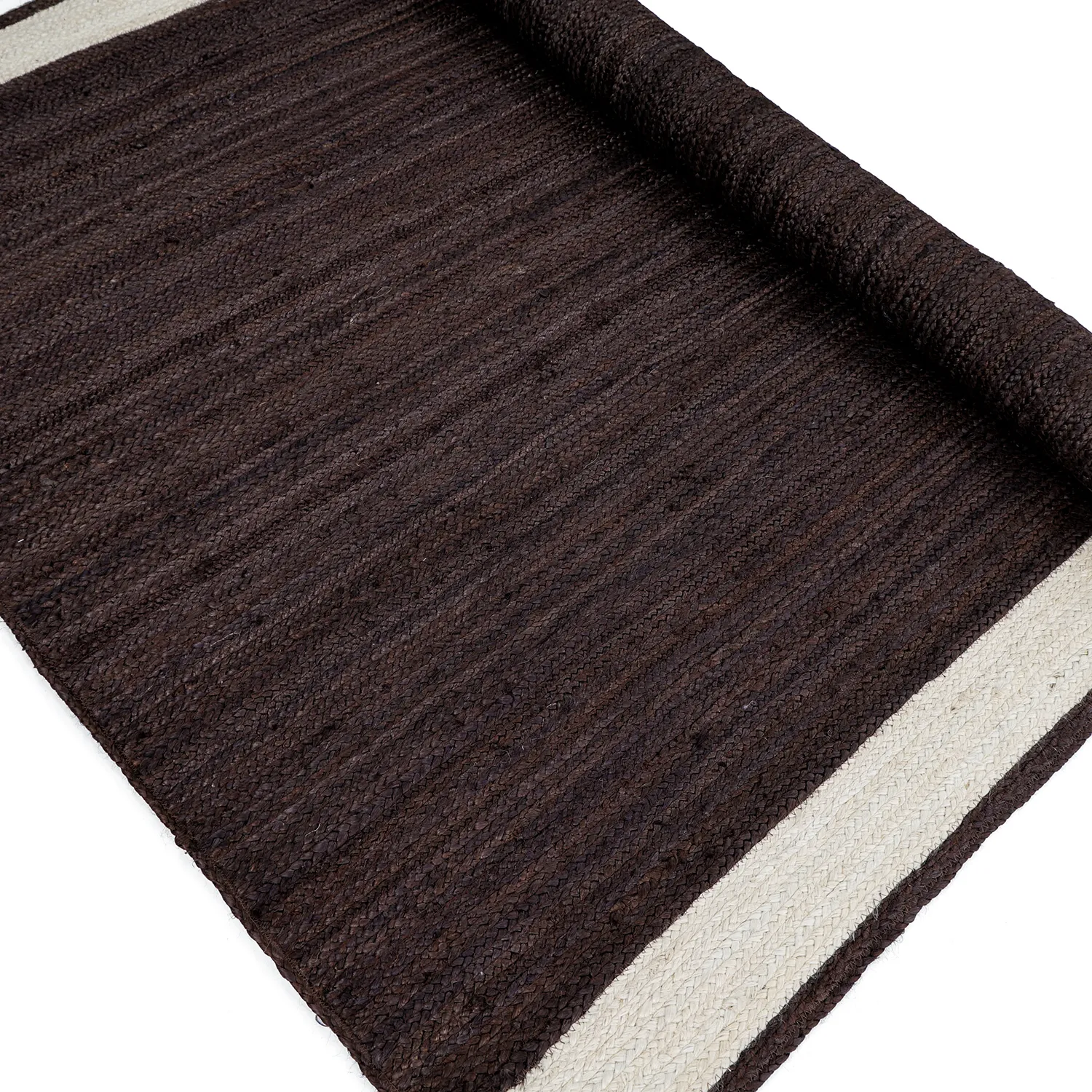 Jute-vloerkleed - Senaki (donker taupe/wit)
