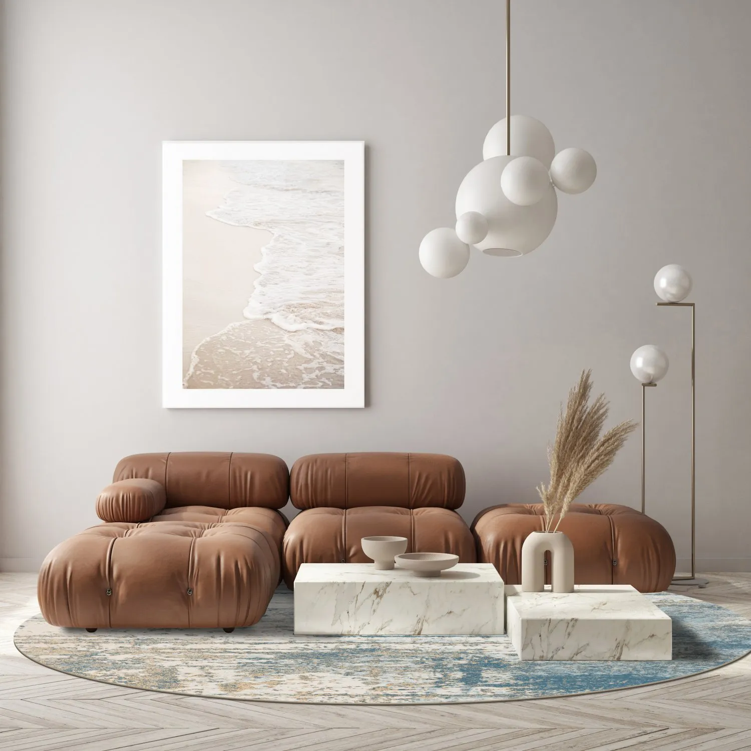 Rond vloerkleed - Kebira (blauw)