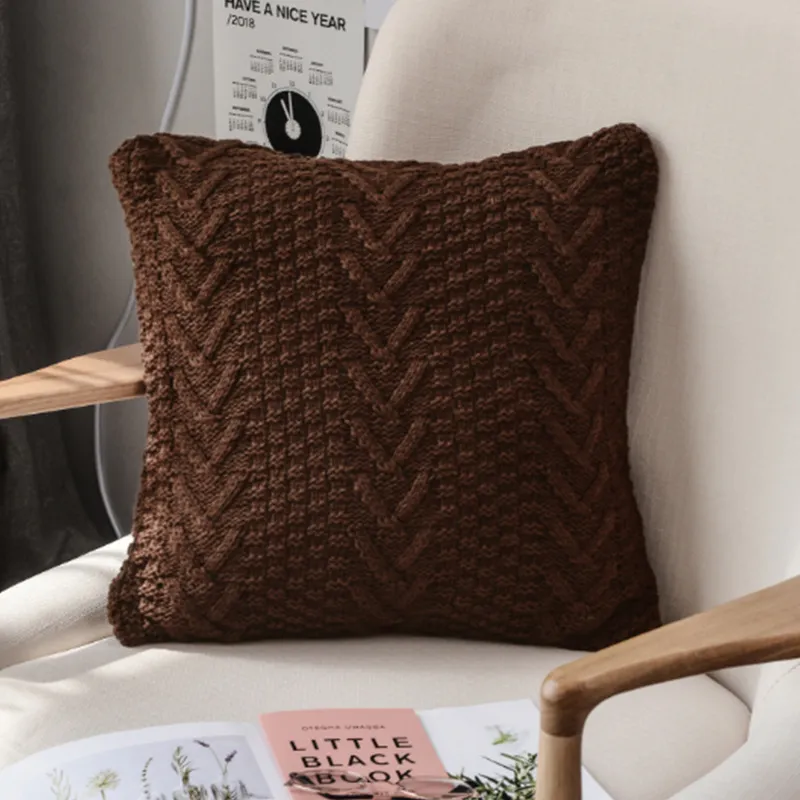 Kussensloop - Knit Macrame 45 x 45 cm (bruin)