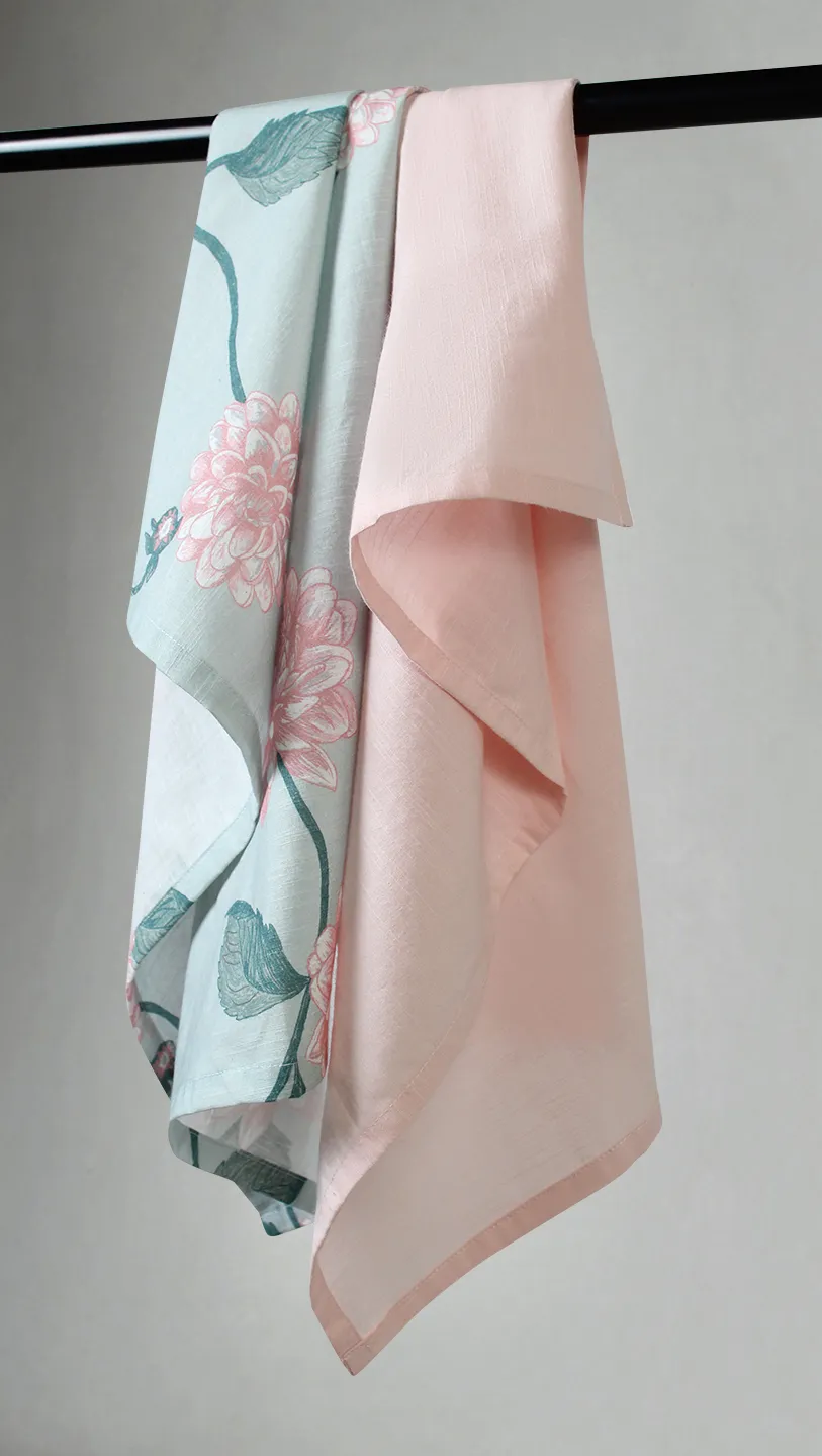 Keukenhanddoeken per twee verpakt - Alyssa (groen/roze)