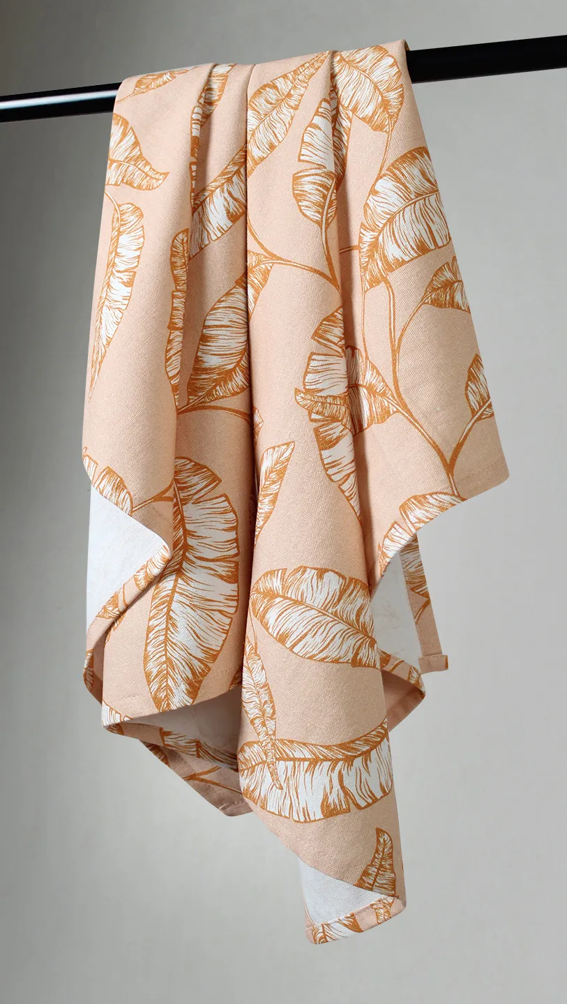 Keukenhanddoeken per twee verpakt - Leaves (oranje)