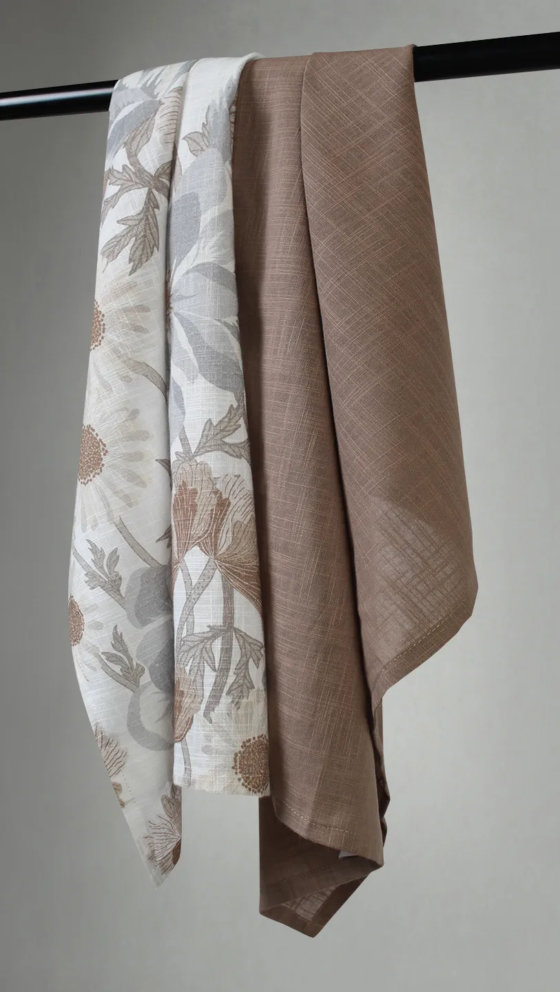 Keukenhanddoeken per twee verpakt - Serena (grijs/beige)