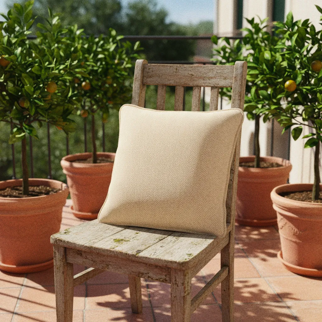 Kussensloop - Denisa Fishbone (beige/wit)