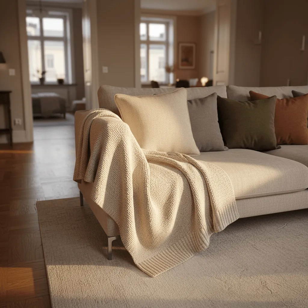 Kussensloop - Denisa Fishbone (beige/wit)