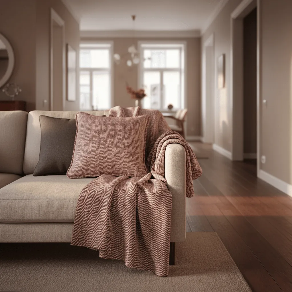 Kussensloop - Denisa Fishbone (rood/wit)