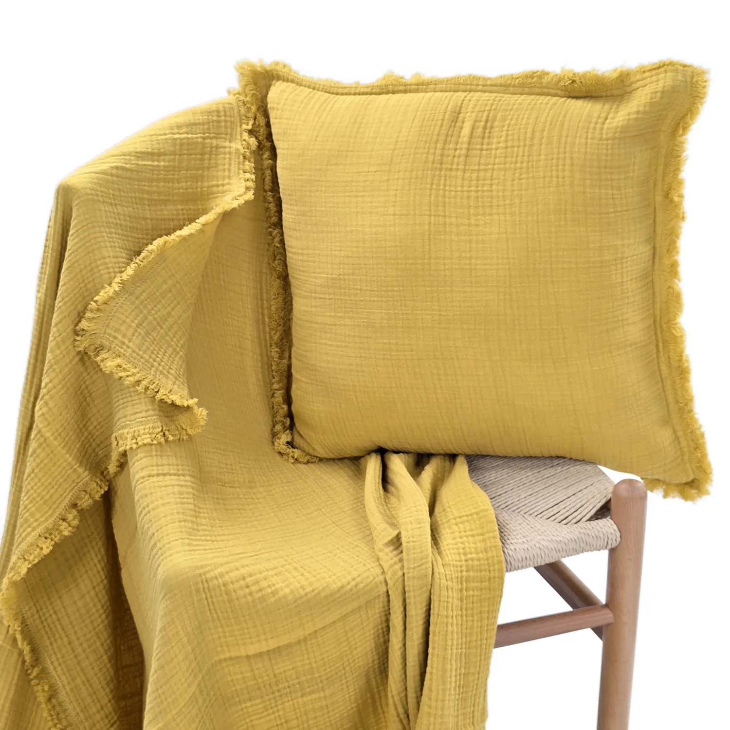 Kussensloop - Dorena (mosterdgeel)