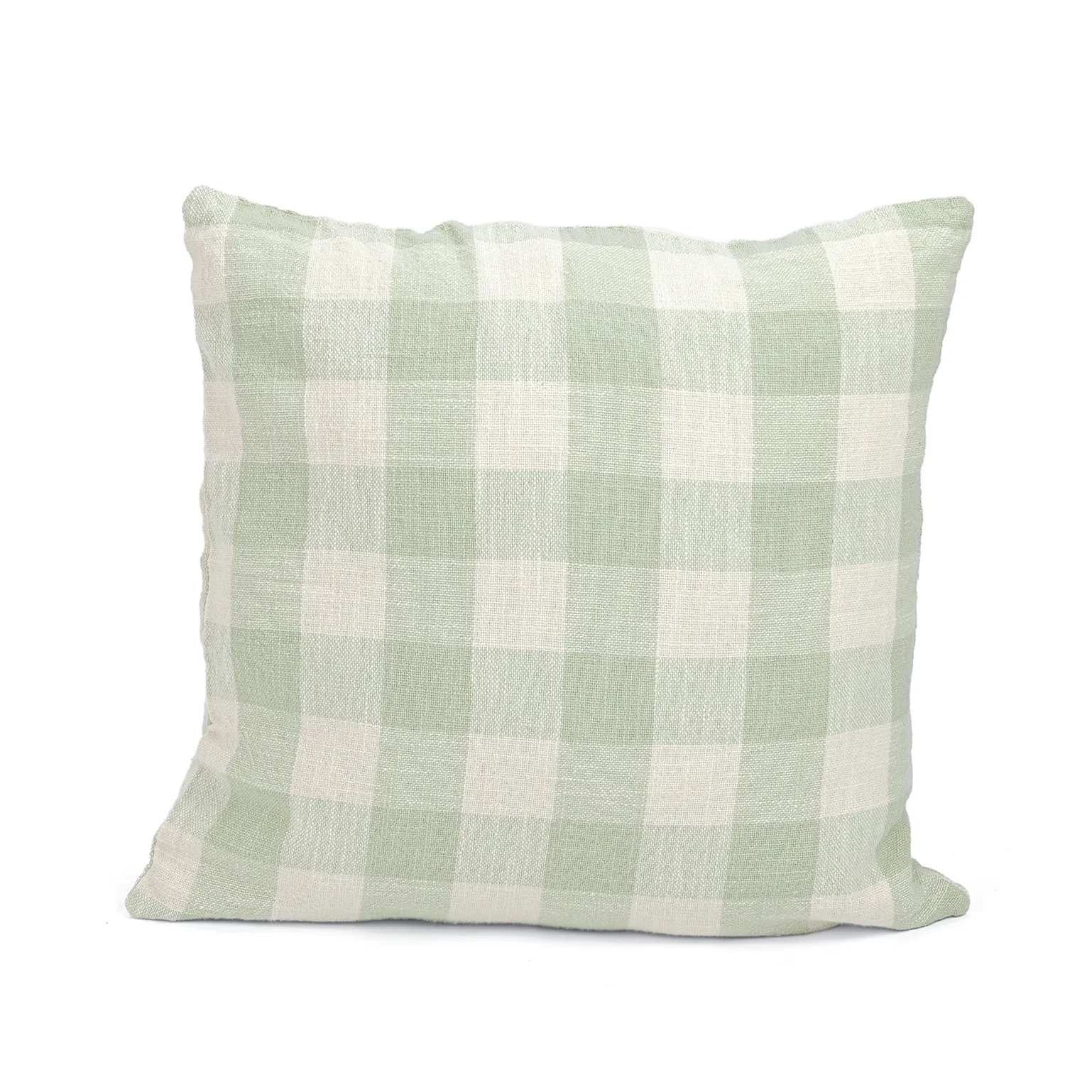 Kussensloop - Isela check cotton cushion cover (crème/lichtgroen)
