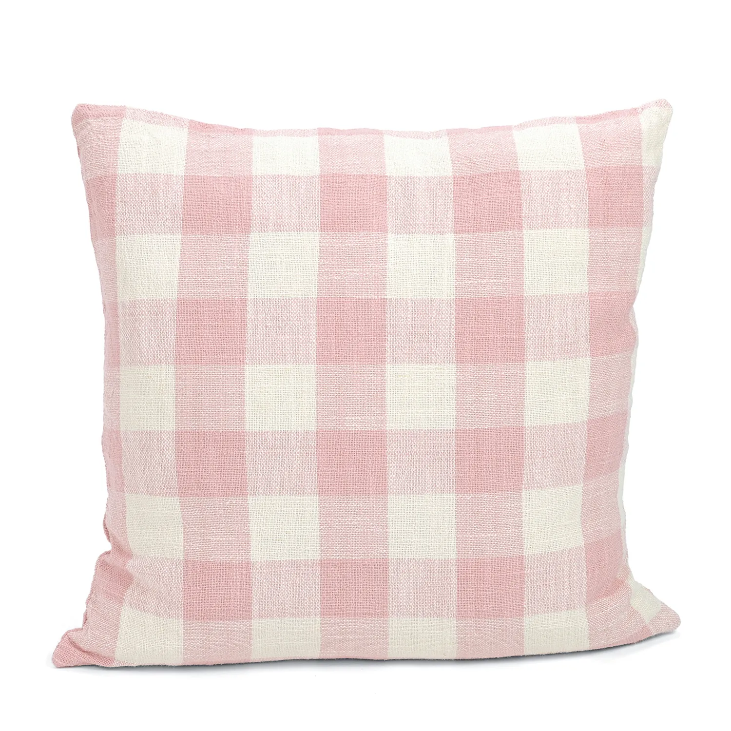 Kussensloop - Isela check cotton cushion cover (crème/roze)