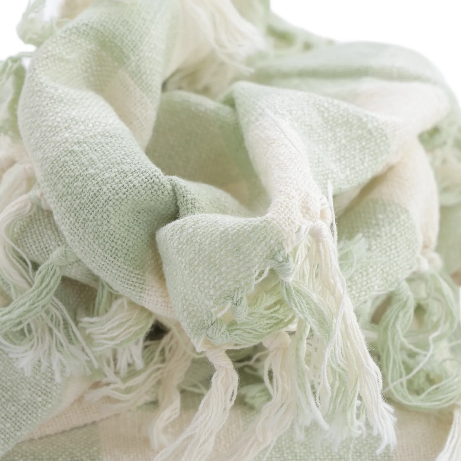 Dekens - Isela check cotton throw (crème/lichtgroen)
