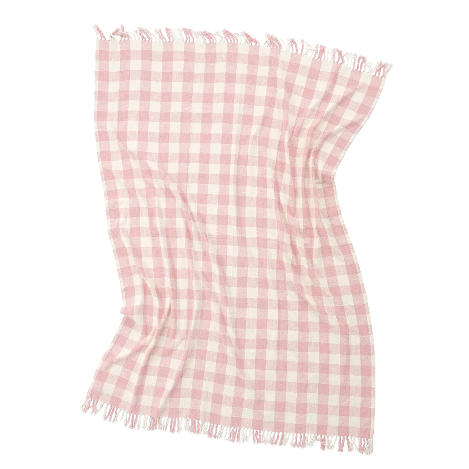 Dekens - Isela check cotton throw (crème/roze)