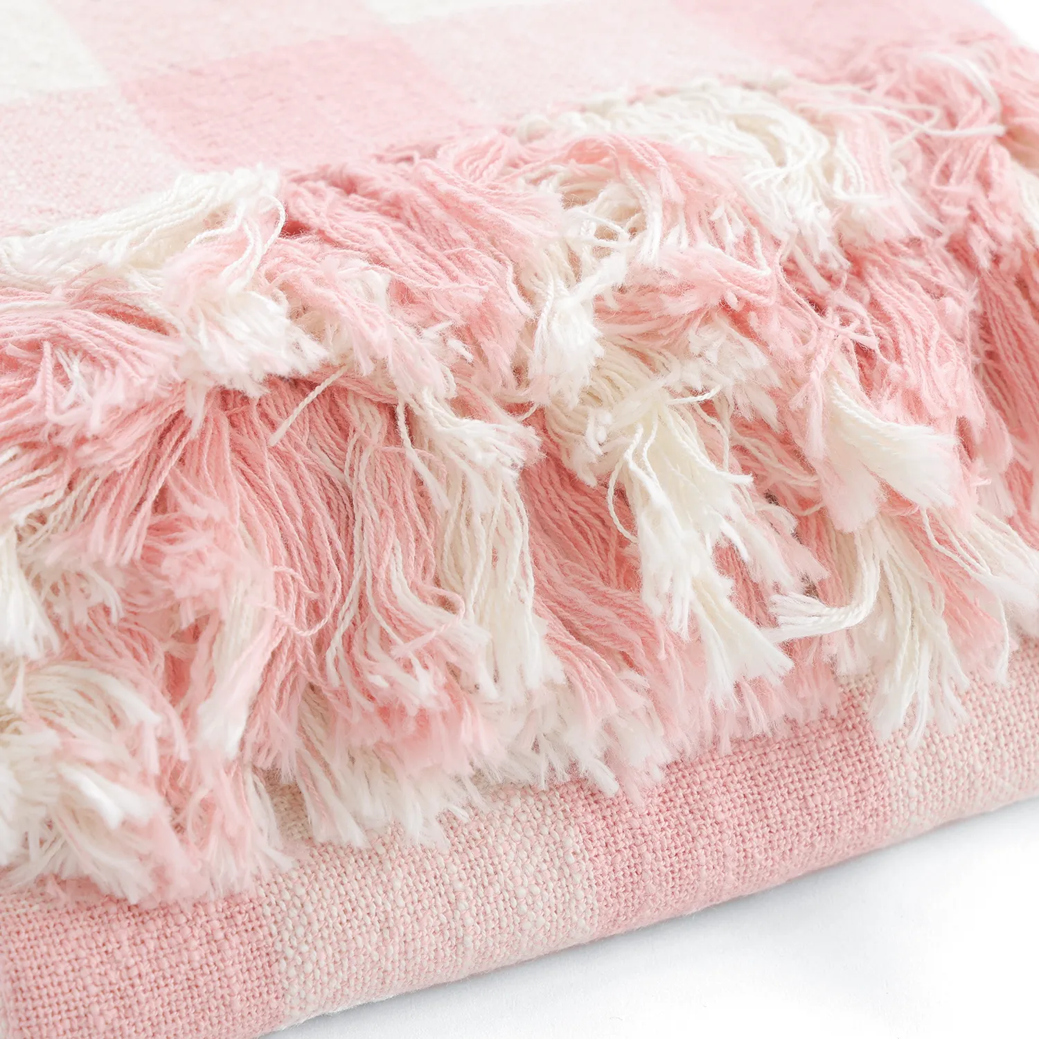 Dekens - Isela check cotton throw (crème/roze)