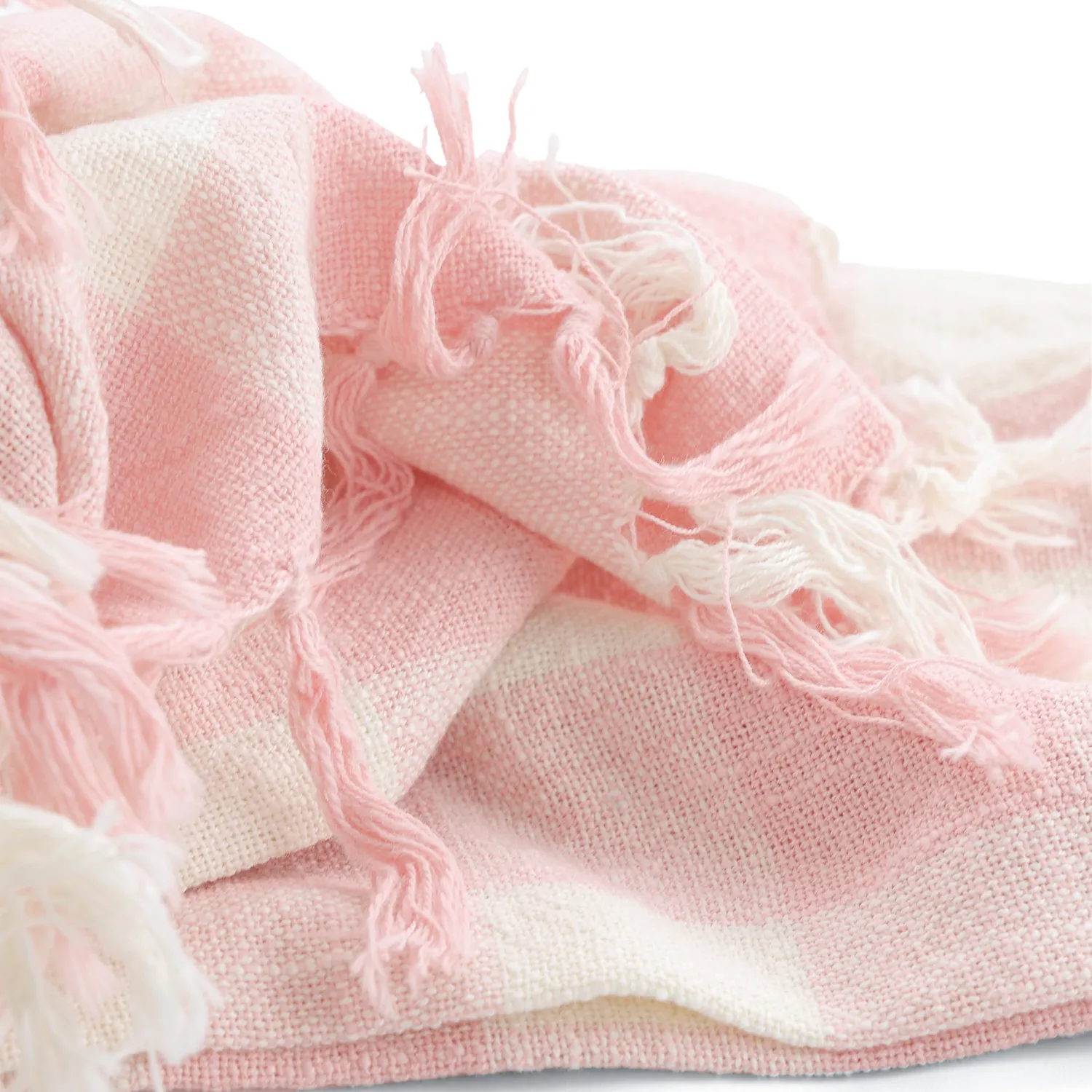 Dekens - Isela check cotton throw (crème/roze)